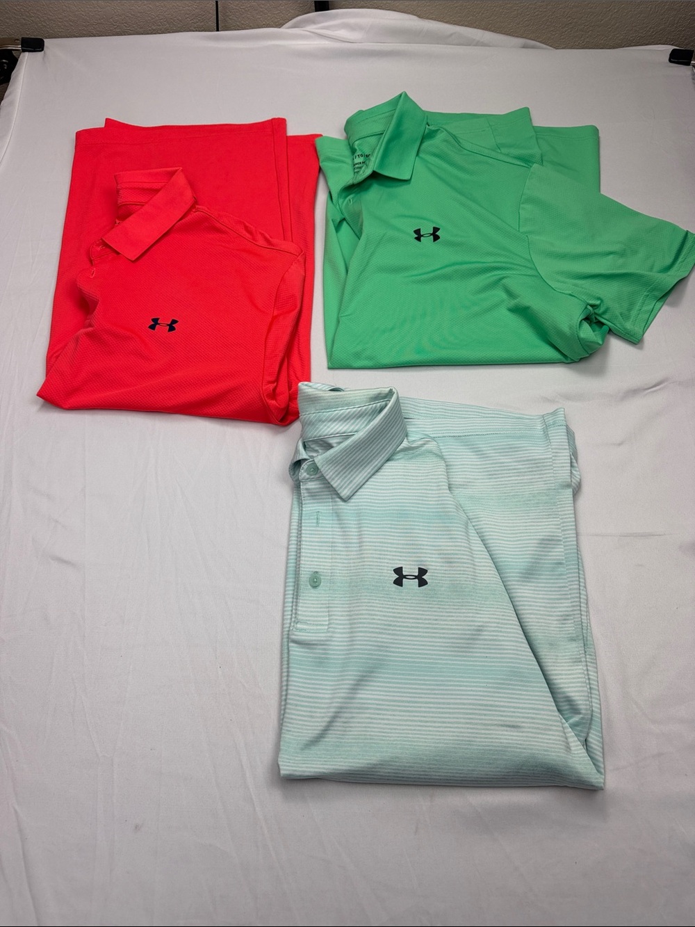 Under Armour Men’s Polo Pack - Bright Red, Mint Green, Light Aqua- Set of 3